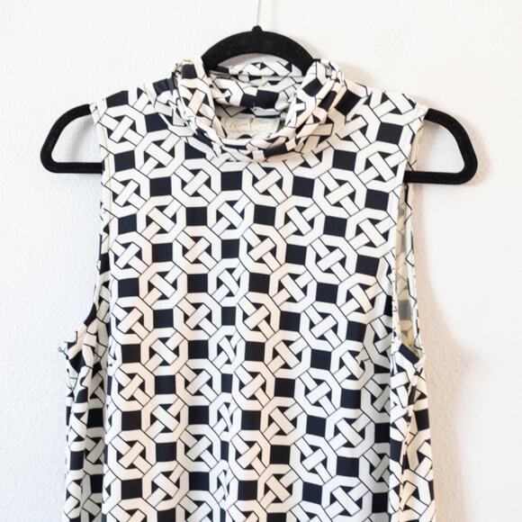 Flora Bea Geometric Mock Neck Retro Dress - Picture 3 of 6